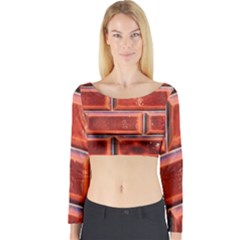 Portugal Ceramic Tiles Wall Long Sleeve Crop Top