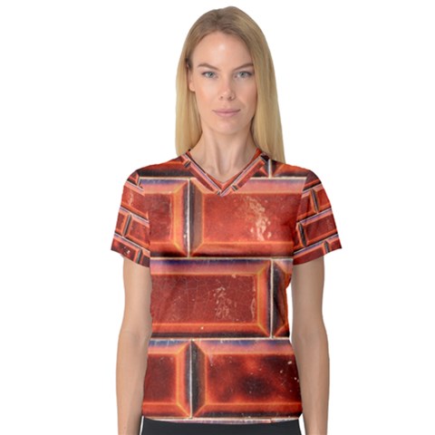 Portugal Ceramic Tiles Wall Women s V-neck Sport Mesh Tee by Amaryn4rt