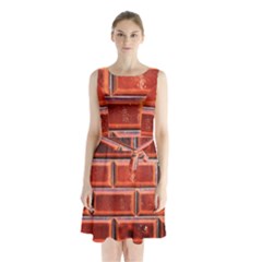 Portugal Ceramic Tiles Wall Sleeveless Chiffon Waist Tie Dress