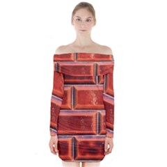 Portugal Ceramic Tiles Wall Long Sleeve Off Shoulder Dress