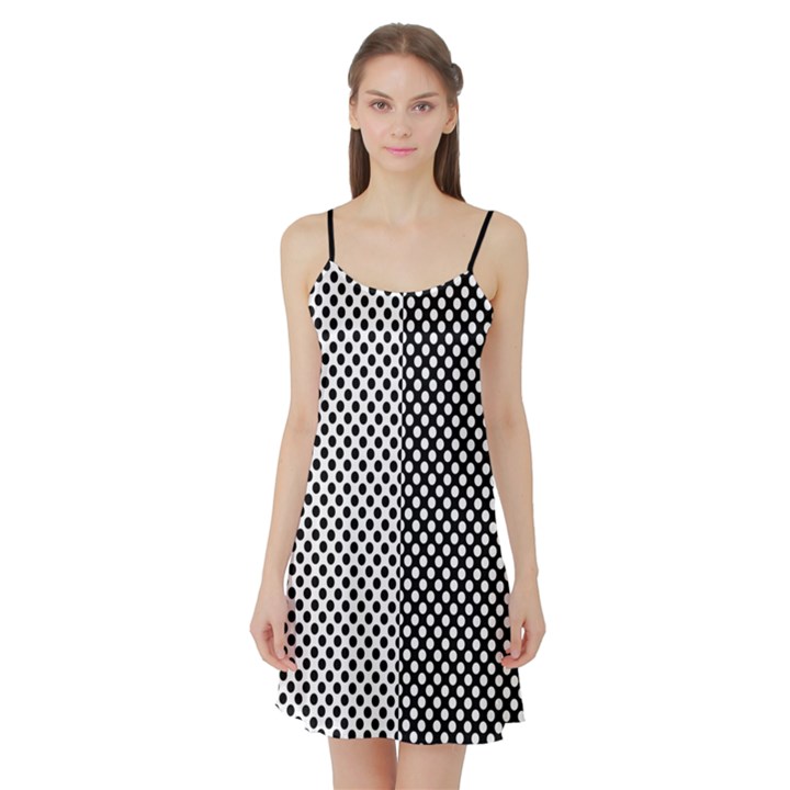 Mirror Opposites Black and White Polka Dot Satin Night Slip