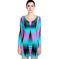 Shiny Decorative Geometric Aqua Long Sleeve Bodycon Dress by Amaryn4rt