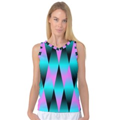 Shiny Decorative Geometric Aqua Women s Basketball Tank Top