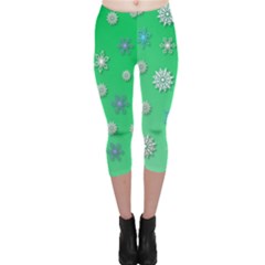 Snowflakes Winter Christmas Overlay Capri Leggings  by Amaryn4rt