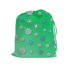 Snowflakes Winter Christmas Overlay Drawstring Pouches (extra Large) by Amaryn4rt