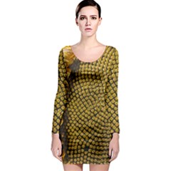 Sunflower Bright Close Up Color Disk Florets Long Sleeve Bodycon Dress by Amaryn4rt