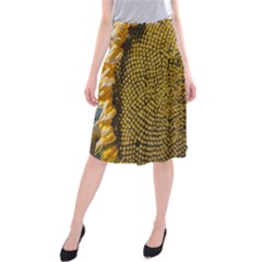 Sunflower Bright Close Up Color Disk Florets Midi Beach Skirt