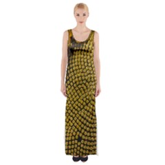 Sunflower Bright Close Up Color Disk Florets Maxi Thigh Split Dress by Amaryn4rt