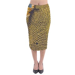 Sunflower Bright Close Up Color Disk Florets Velvet Midi Pencil Skirt