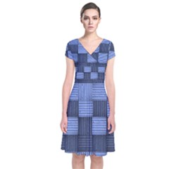 Texture Structure Surface Basket Short Sleeve Front Wrap Dress by Amaryn4rt