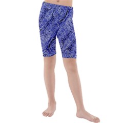 Texture Blue Neon Brick Diagonal Kids  Mid Length Swim Shorts