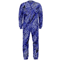 Texture Blue Neon Brick Diagonal Onepiece Jumpsuit (men)  by Amaryn4rt