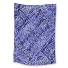 Texture Blue Neon Brick Diagonal Large Tapestry by Amaryn4rt