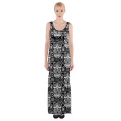 Sugar Skull Maxi Thigh Split Dress by Ancello