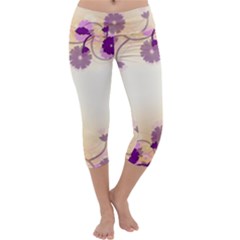 Background Floral Background Capri Yoga Leggings by Amaryn4rt