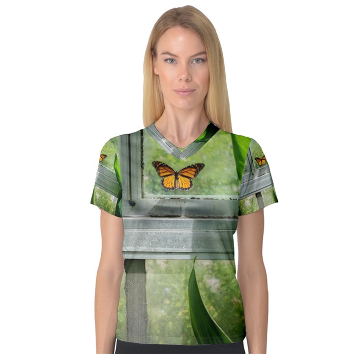 Butterfly #17 Women s V-Neck Sport Mesh Tee