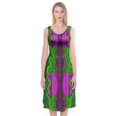 Magic Moon Landscape Midi Sleeveless Dress by pepitasart