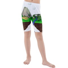 Low Poly 3d Render Polygon Kids  Mid Length Swim Shorts by Amaryn4rt