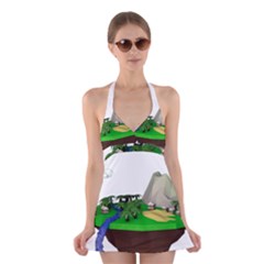 Low Poly 3d Render Polygon Halter Swimsuit Dress by Amaryn4rt