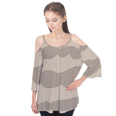 Pattern Wave Beige Brown Flutter Tees by Amaryn4rt