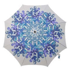 Snowflake Blue Snow Snowfall Hook Handle Umbrellas (large) by Amaryn4rt