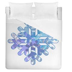 Snowflake Blue Snow Snowfall Duvet Cover (queen Size) by Amaryn4rt