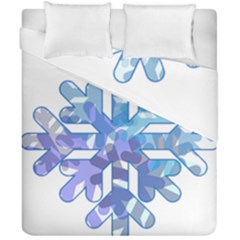 Snowflake Blue Snow Snowfall Duvet Cover Double Side (california King Size) by Amaryn4rt