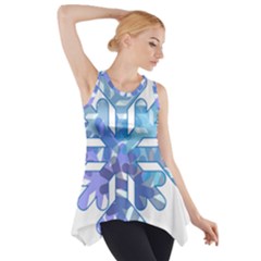 Snowflake Blue Snow Snowfall Side Drop Tank Tunic by Amaryn4rt