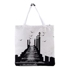 The Pier The Seagulls Sea Graphics Grocery Tote Bag by Amaryn4rt