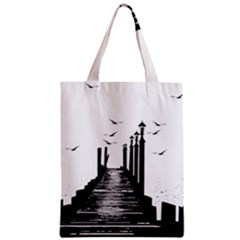 The Pier The Seagulls Sea Graphics Zipper Classic Tote Bag by Amaryn4rt