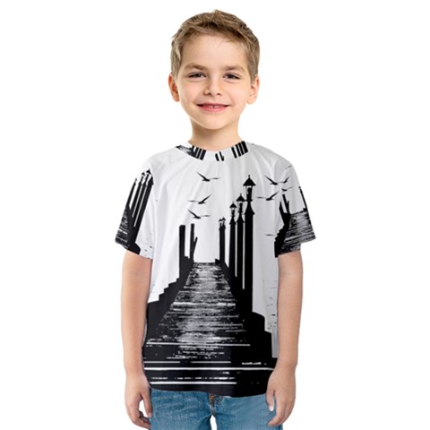 The Pier The Seagulls Sea Graphics Kids  Sport Mesh Tee by Amaryn4rt