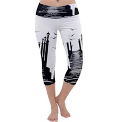 The Pier The Seagulls Sea Graphics Capri Yoga Leggings by Amaryn4rt