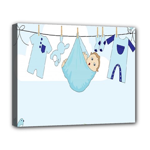 Baby Boy Clothes Line Deluxe Canvas 20  X 16  