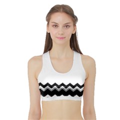 Chevrons Black Pattern Background Sports Bra With Border