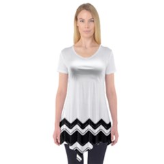 Chevrons Black Pattern Background Short Sleeve Tunic  by Nexatart