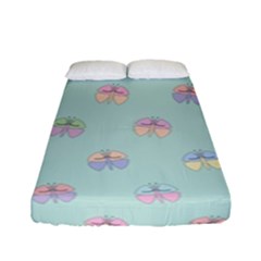 Butterfly Pastel Insect Green Fitted Sheet (full/ Double Size) by Nexatart