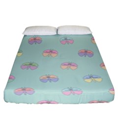 Butterfly Pastel Insect Green Fitted Sheet (king Size) by Nexatart