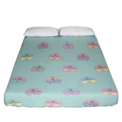 Butterfly Pastel Insect Green Fitted Sheet (california King Size) by Nexatart