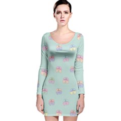 Butterfly Pastel Insect Green Long Sleeve Velvet Bodycon Dress by Nexatart