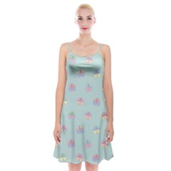 Butterfly Pastel Insect Green Spaghetti Strap Velvet Dress by Nexatart