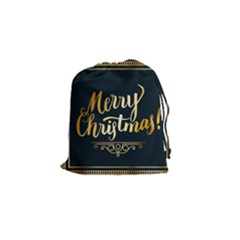 Christmas Gold Black Frame Noble Drawstring Pouches (small)  by Nexatart