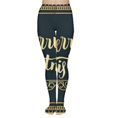 Christmas Gold Black Frame Noble Women s Tights by Nexatart