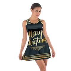 Christmas Gold Black Frame Noble Cotton Racerback Dress by Nexatart