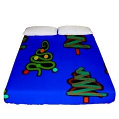 Christmas Trees Fitted Sheet (california King Size) by Nexatart