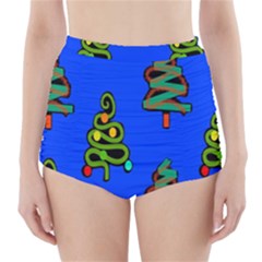 Christmas Trees High-waisted Bikini Bottoms by Nexatart