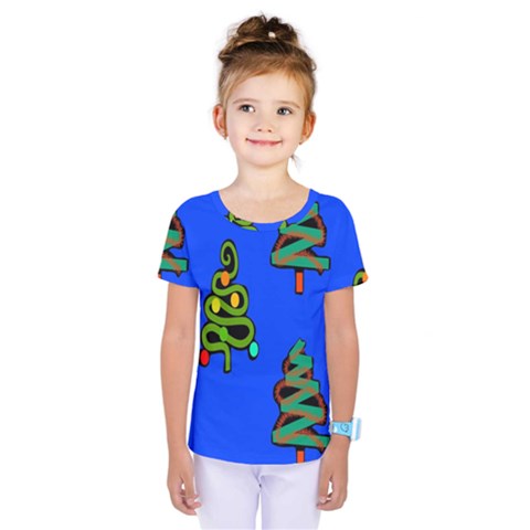 Christmas Trees Kids  One Piece Tee by Nexatart