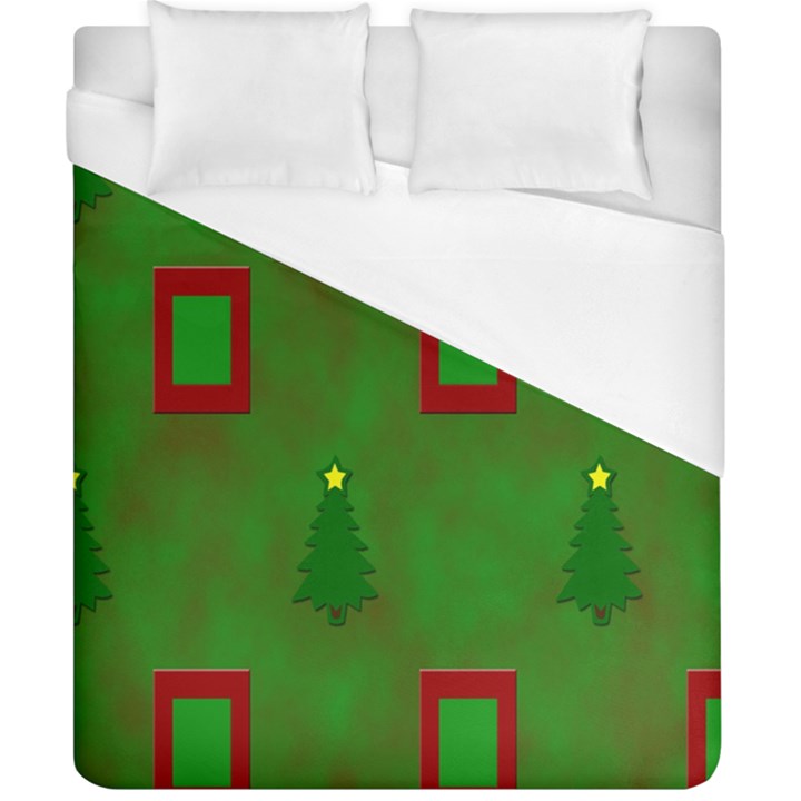 Christmas Trees And Boxes Background Duvet Cover (California King Size)