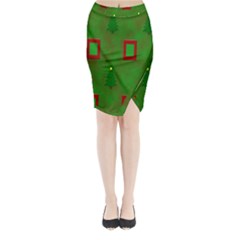 Christmas Trees And Boxes Background Midi Wrap Pencil Skirt by Nexatart