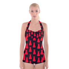 Dresses Seamless Pattern Boyleg Halter Swimsuit 