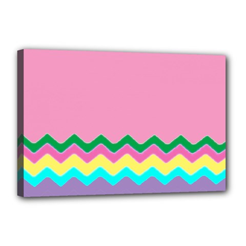 Easter Chevron Pattern Stripes Canvas 18  X 12 